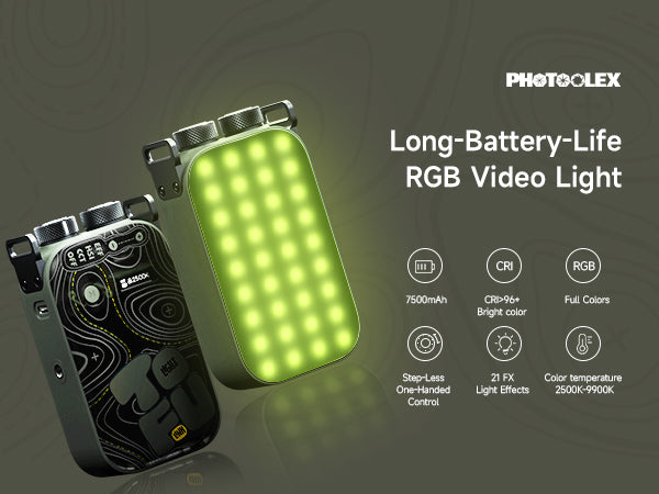 RGB Video Light,7500mAh 600 Minute Portable Camera Light 12W Output Power,LED Video Light